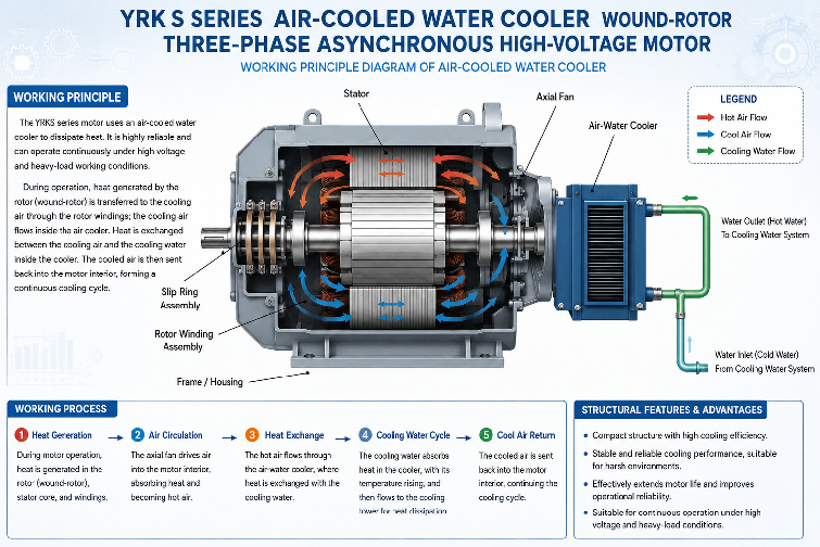 Working Principle of YRKS Series High Voltage Wound Rotor Motor with Air-to-Water Cooler (IC81W)