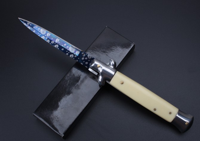 9-inch AKC Italian Jumping Knife - Blue Sky (Ivory Handle)