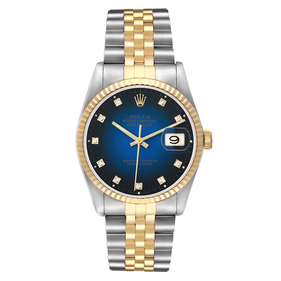 Replica Rolex Datejust Steel Yellow Gold Vignette Diamond Dial Mens Watch 16233