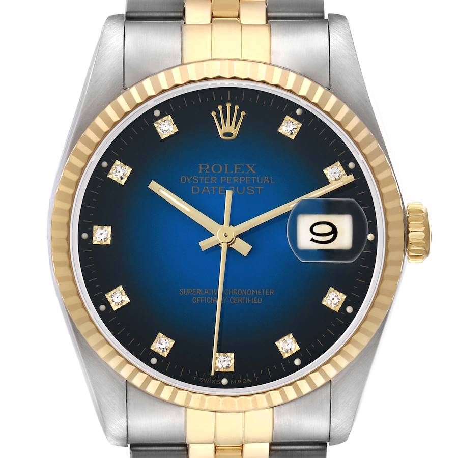 Replica Rolex Datejust Steel Yellow Gold Vignette Diamond Dial Mens Watch 16233