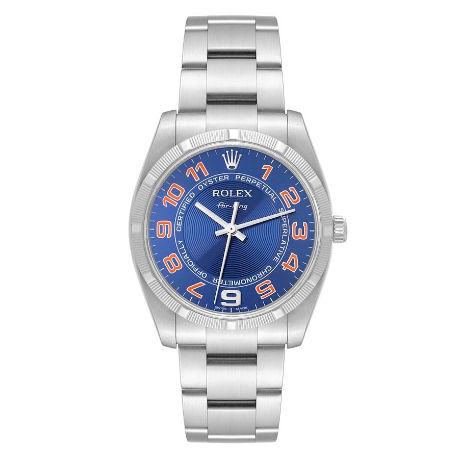 Replica Rolex Air King Blue Concentric Dial Steel Mens Watch 114210