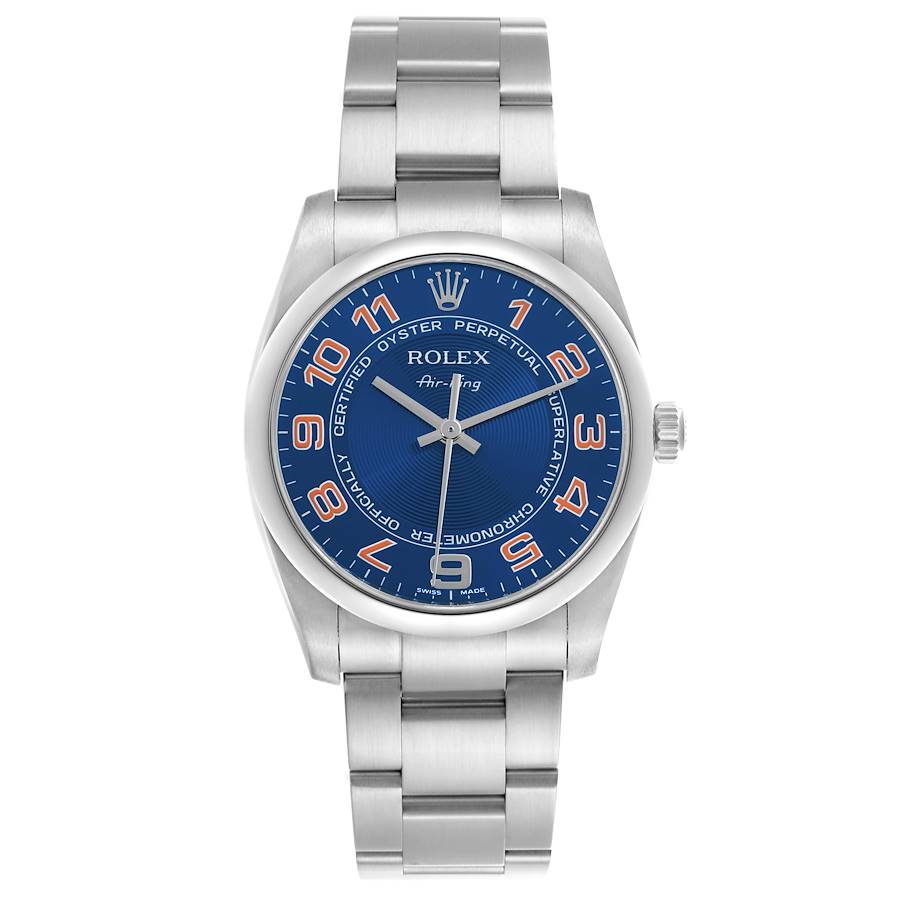 Replica Rolex Air King Blue Concentric Dial Steel Mens Watch 114200