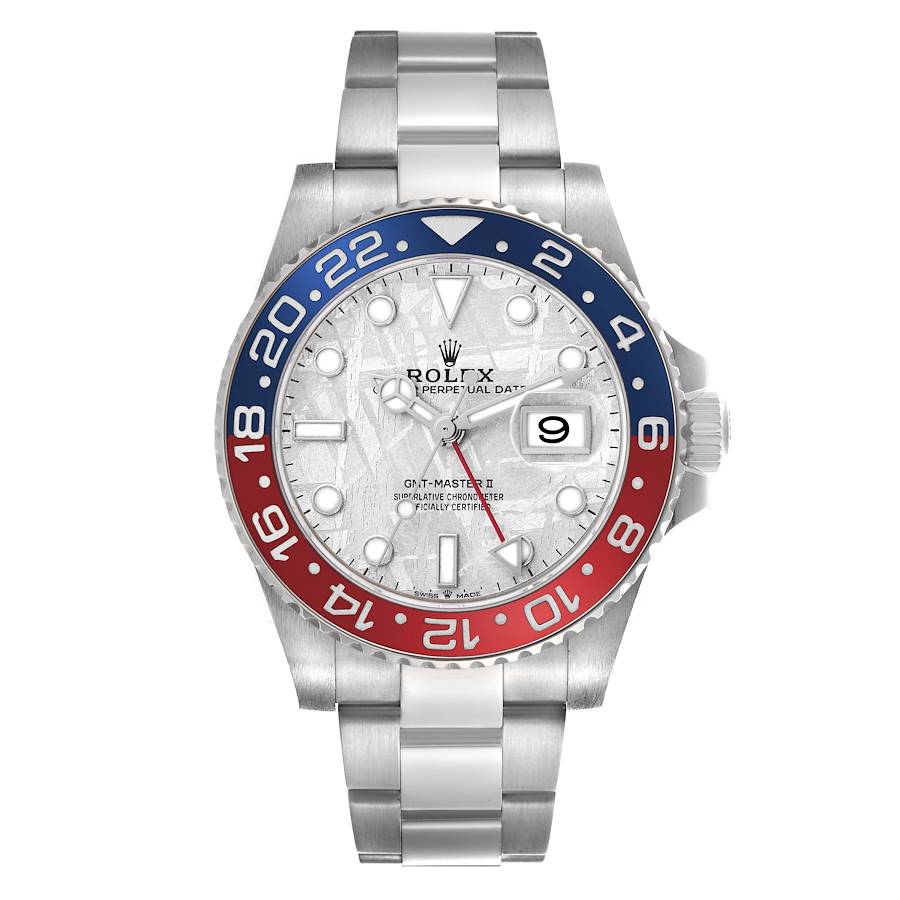 Replica Rolex GMT Master II White Gold Pepsi Bezel Meteorite Dial Watch 126719