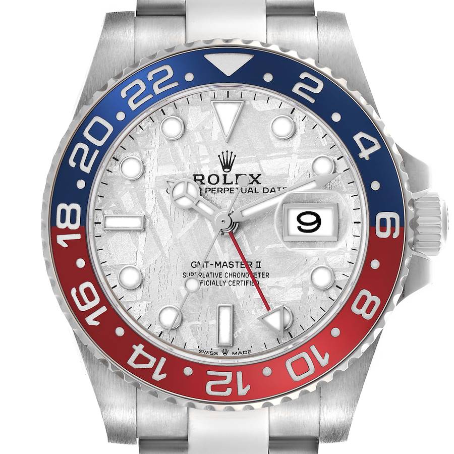 Replica Rolex GMT Master II White Gold Pepsi Bezel Meteorite Dial Watch 126719