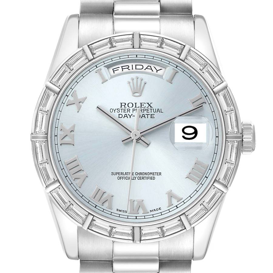 Replica Rolex President Day-Date Platinum Ice Blue Dial Mens Watch 118366