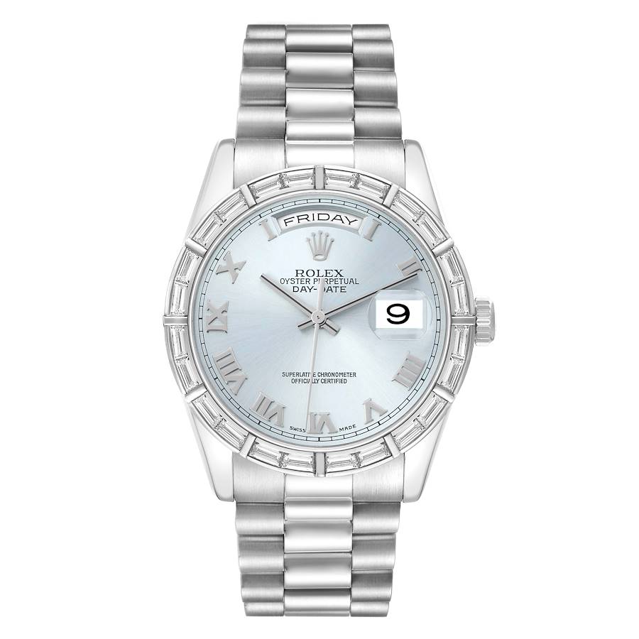 Replica Rolex President Day-Date Platinum Ice Blue Dial Mens Watch 118366