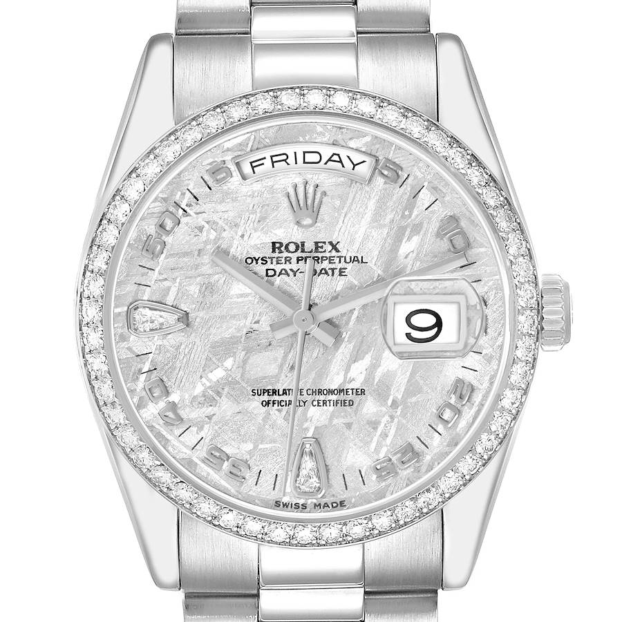 Replica Rolex President Day-Date Platinum Diamond Meteorite Dial Watch 118346