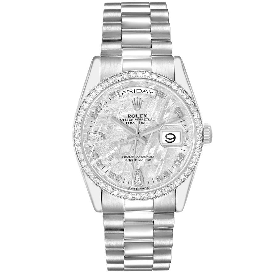 Replica Rolex President Day-Date Platinum Diamond Meteorite Dial Watch 118346