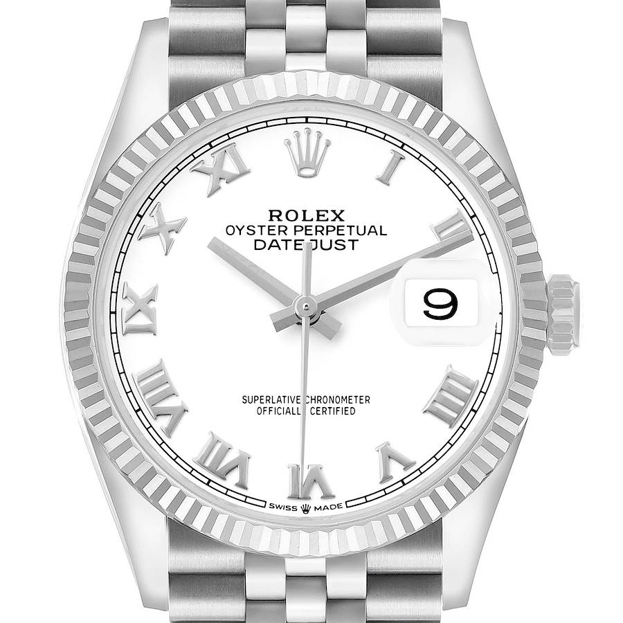 Replica Rolex Datejust Steel White Gold Roman Dial Mens Watch 126234