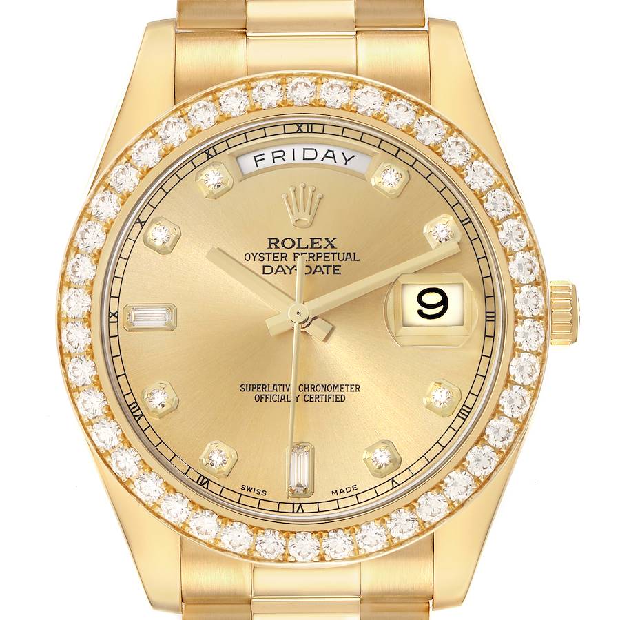 Replica Rolex President Day-Date 41 Yellow Gold Diamond Mens Watch 218348