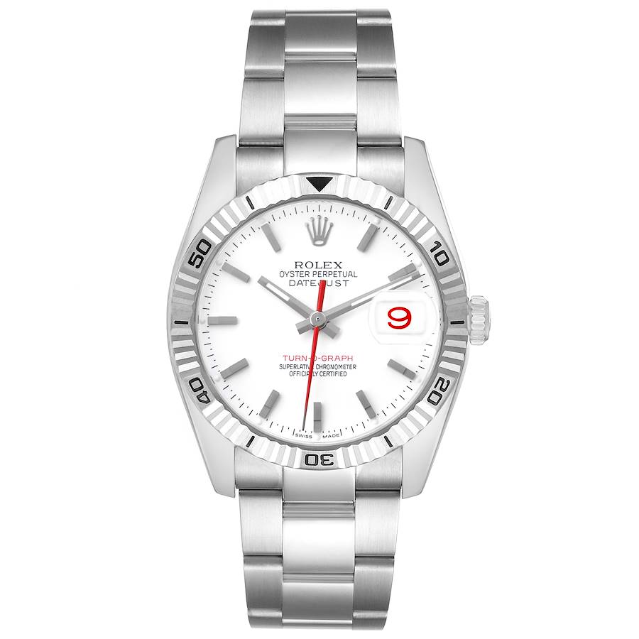 Replica Rolex Turnograph Steel White Gold Bezel Mens Watch 116264