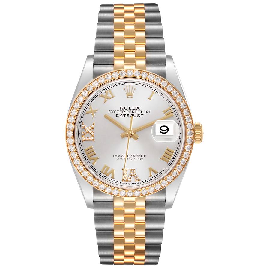 Replica Rolex Datejust 36 Steel Yellow Gold Silver Diamond Dial 126283
