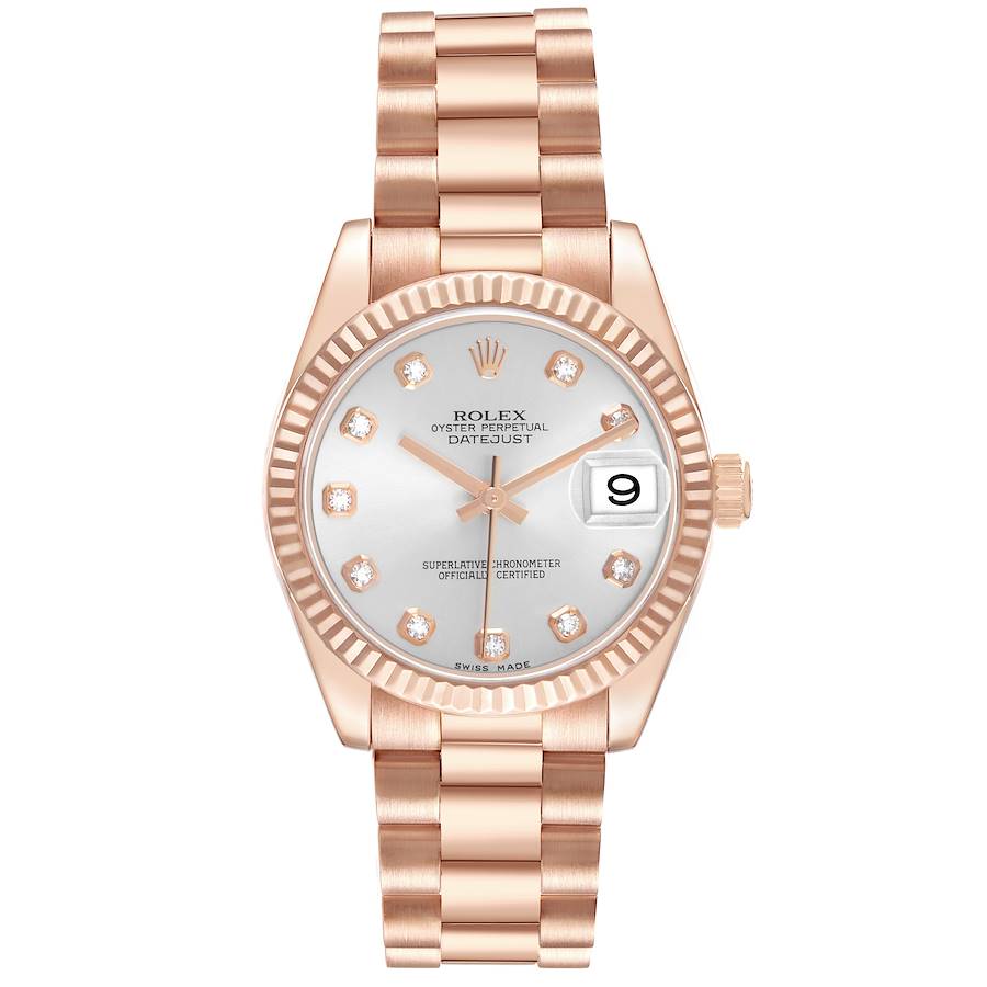 Replica Rolex President Datejust Midsize 31 Rose Gold Diamond Ladies Watch 178275