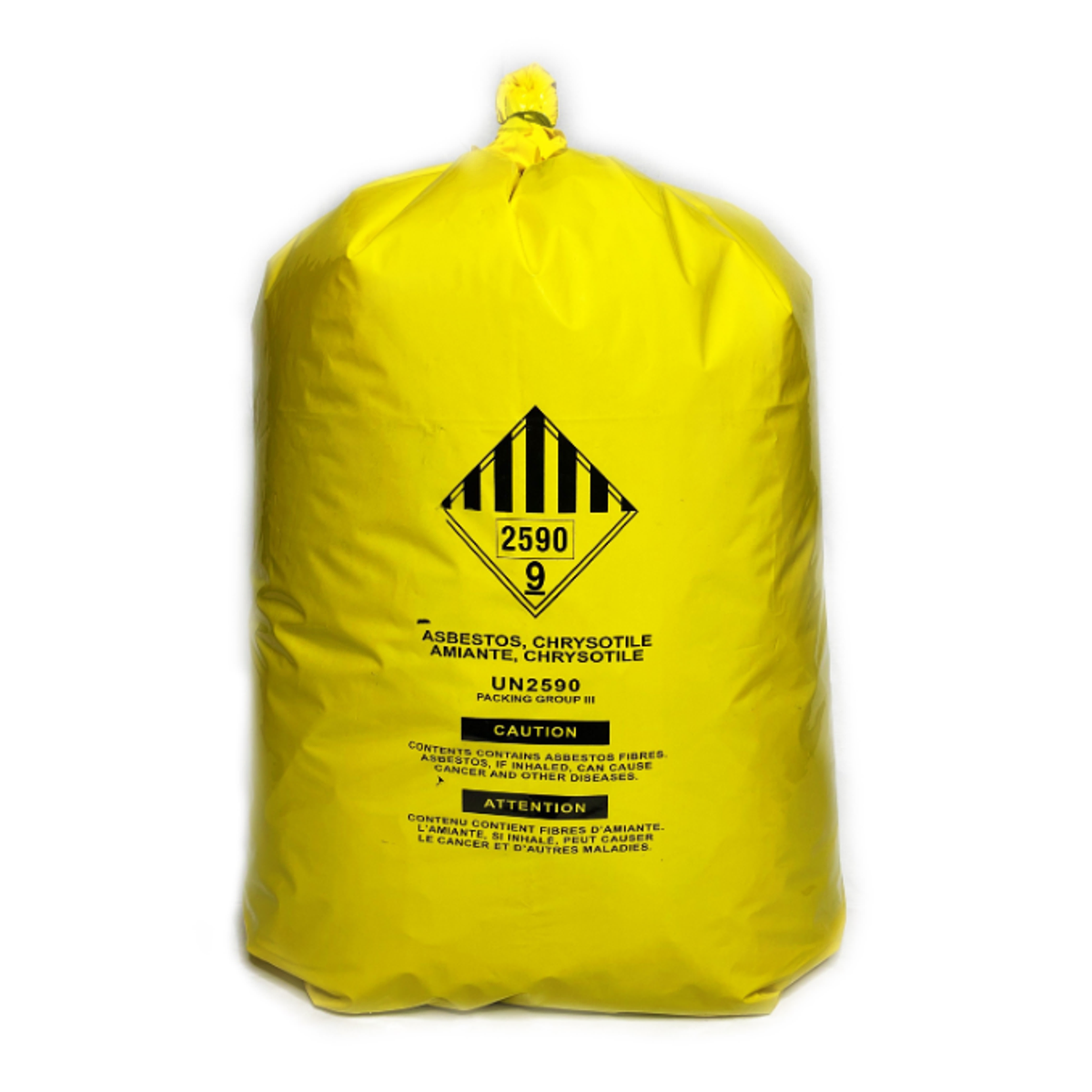 35X60 3 MIL YELLOW ASBESTOS WARNING PRINTED BAG 50/ROLL