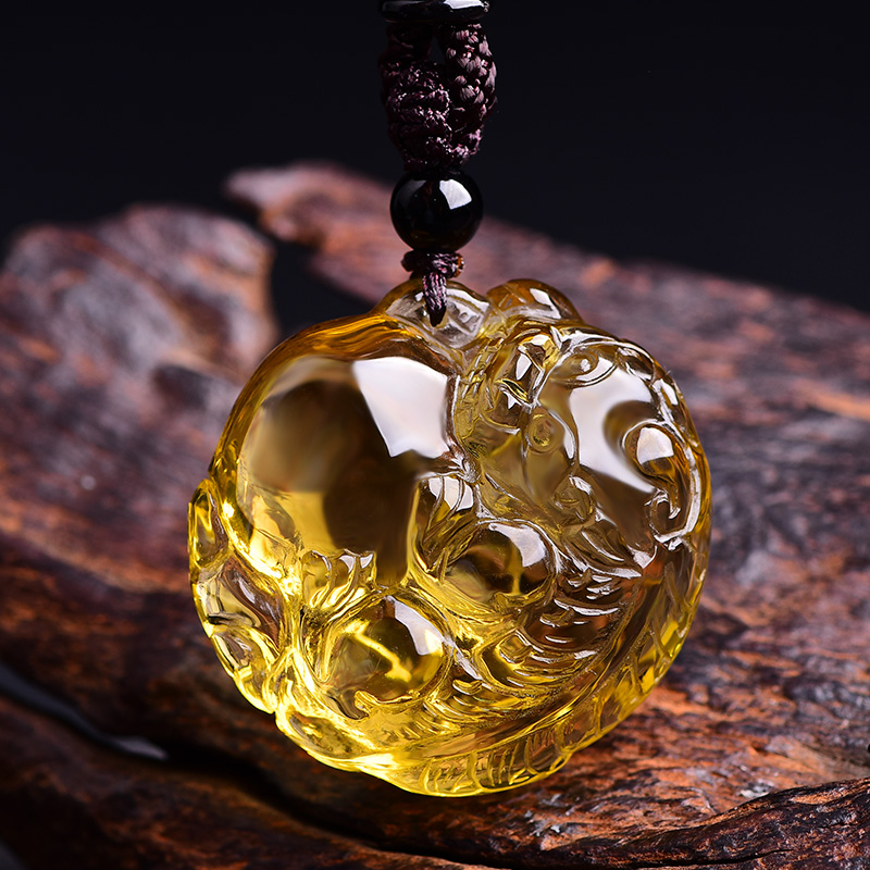 Mặt Dây Chuyền Citrine Pixiu Tự Nhiên (Thu Hút Sự Giàu Có Và Kho Báu)