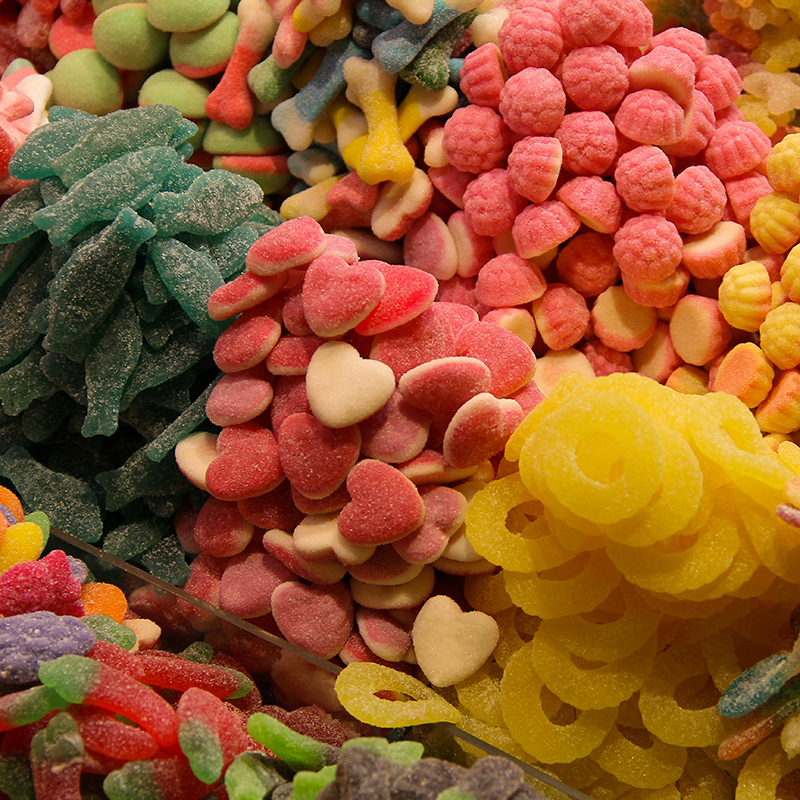 Various-shaped bulk soft candies