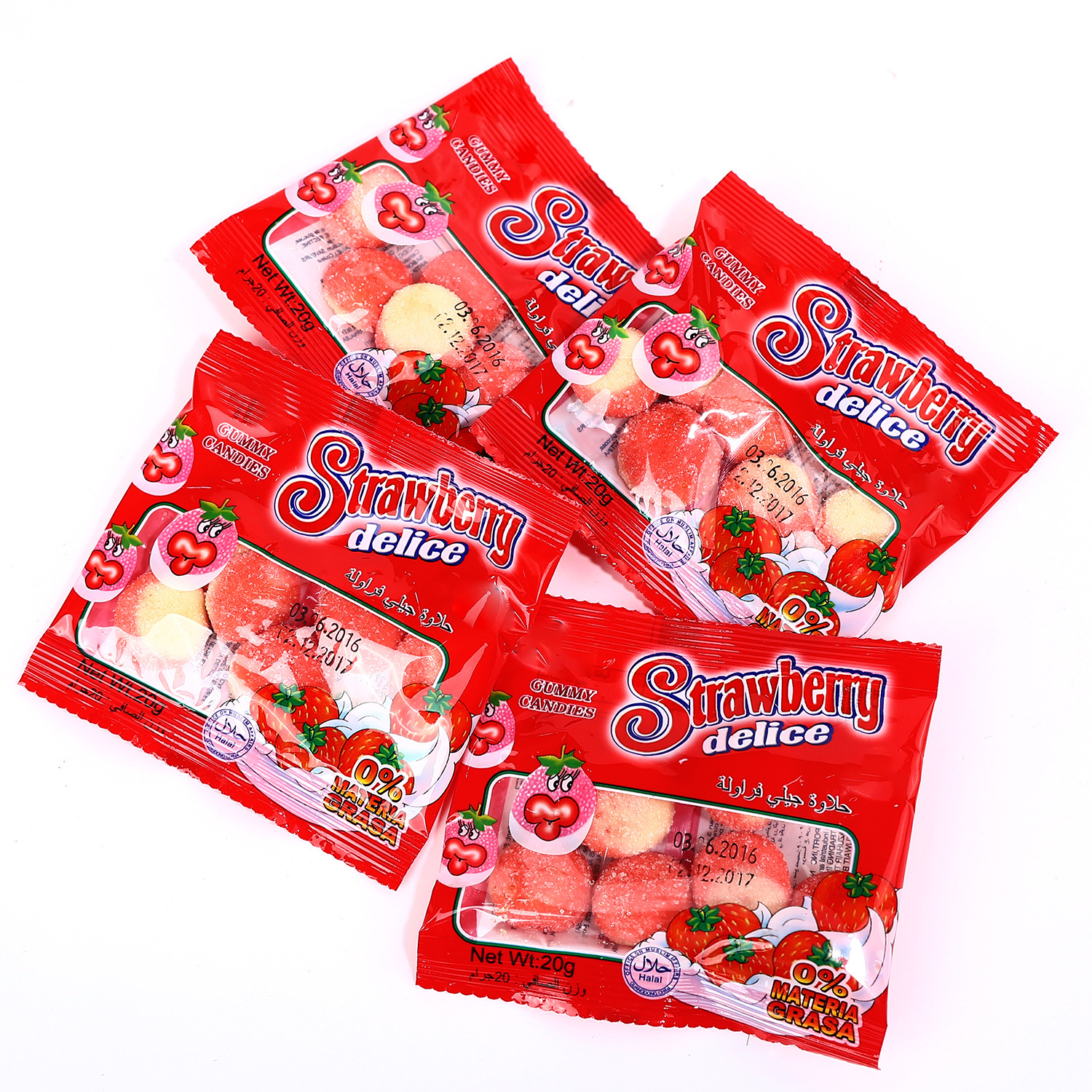 Various-shaped bagged gummy candies