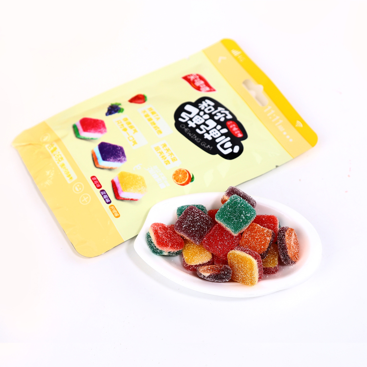 Block-shaped gummy candy