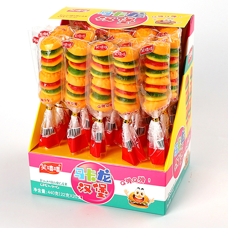 Hamburgers gummy candy sticks
