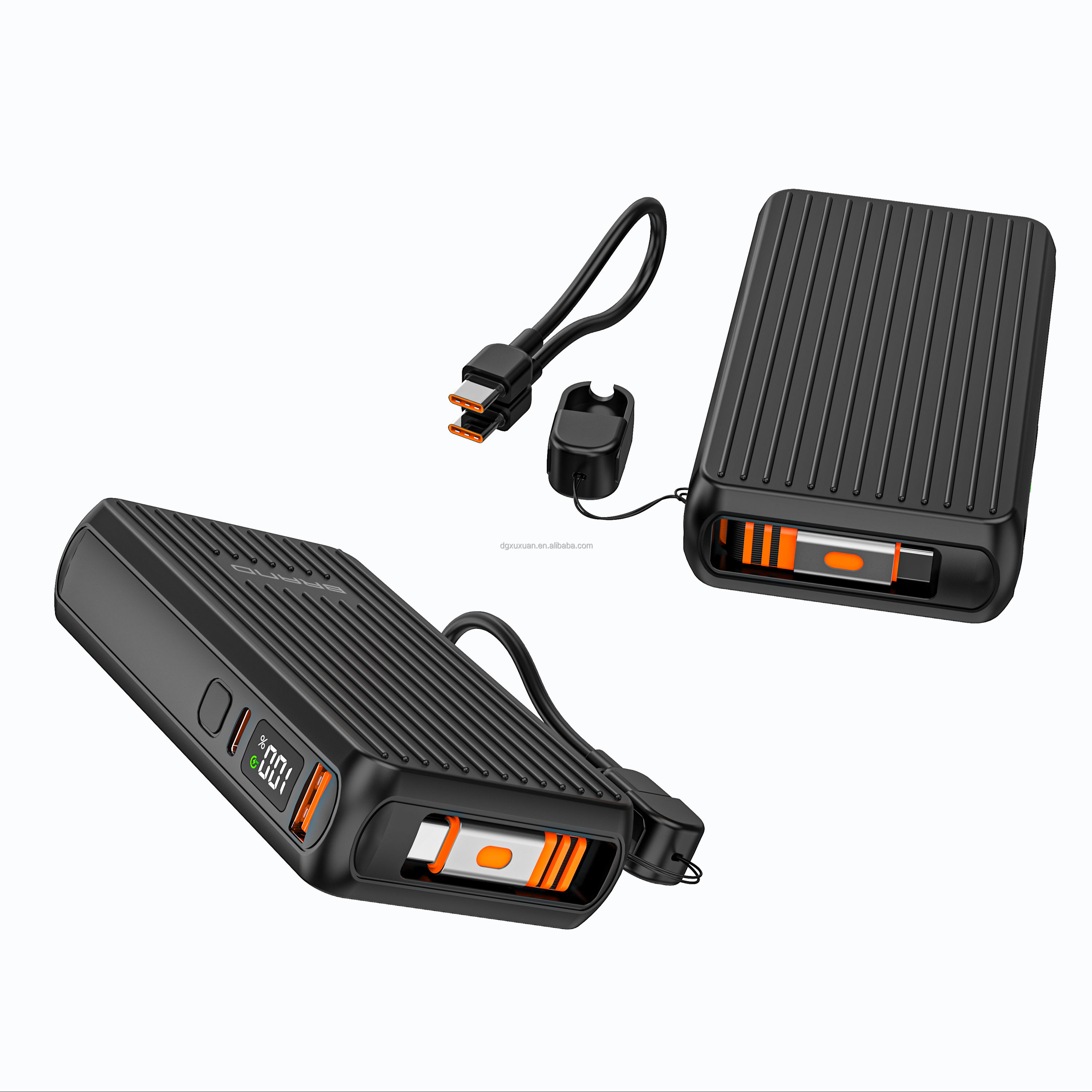 H26 Portable Power Bank Solution 10000mah Output Built-in Retractable Cable Power Bank