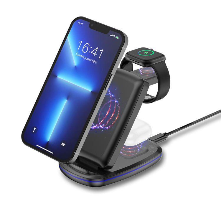 Wholesale 15W 3-in-1 Fast Wireless Charging Station Mobile Phone Holder for iPhone Earphones Smart Watch