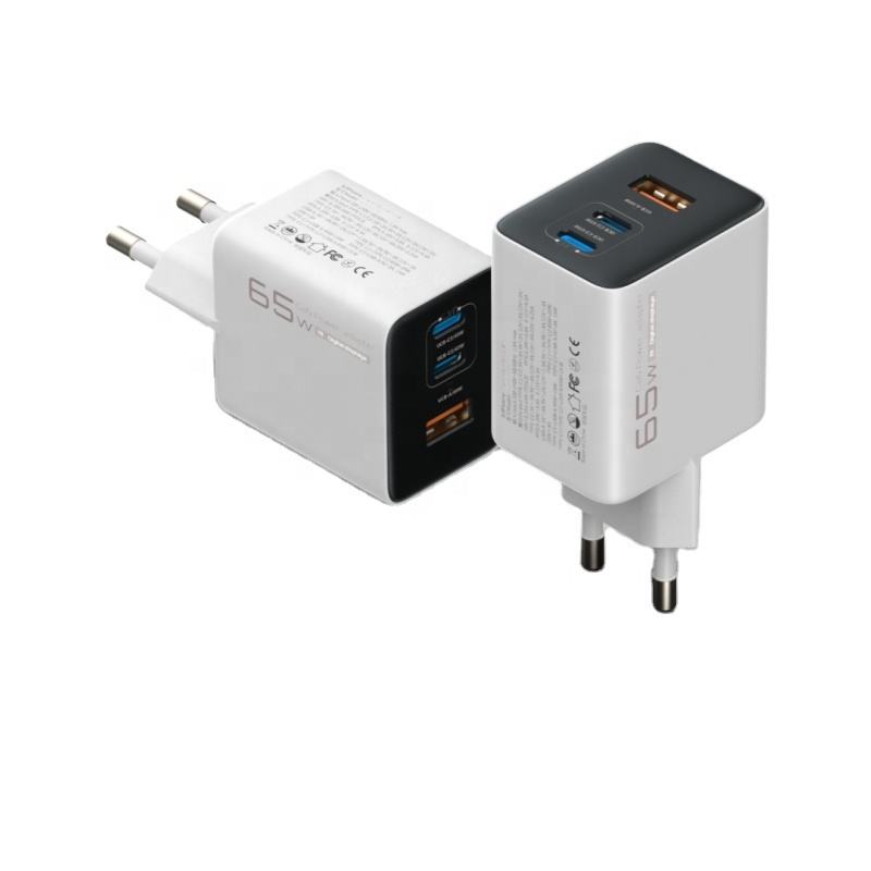 PD 65W USB-C Aluminum PD3.1 EU 3-Port Fast Charging Compact Travel Adapter for MacBook Pro/Air iPad Pro XPS 13