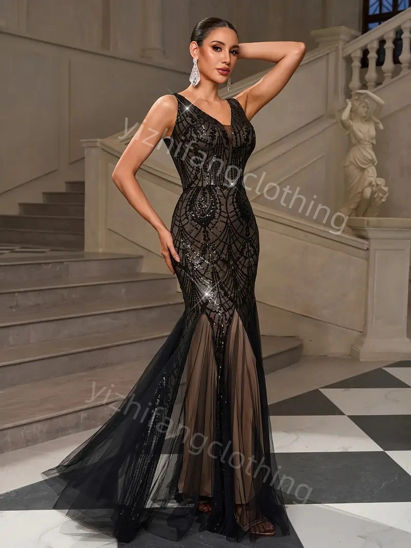 Elegant European and American Style Evening Gown for Women - Sexy Dress