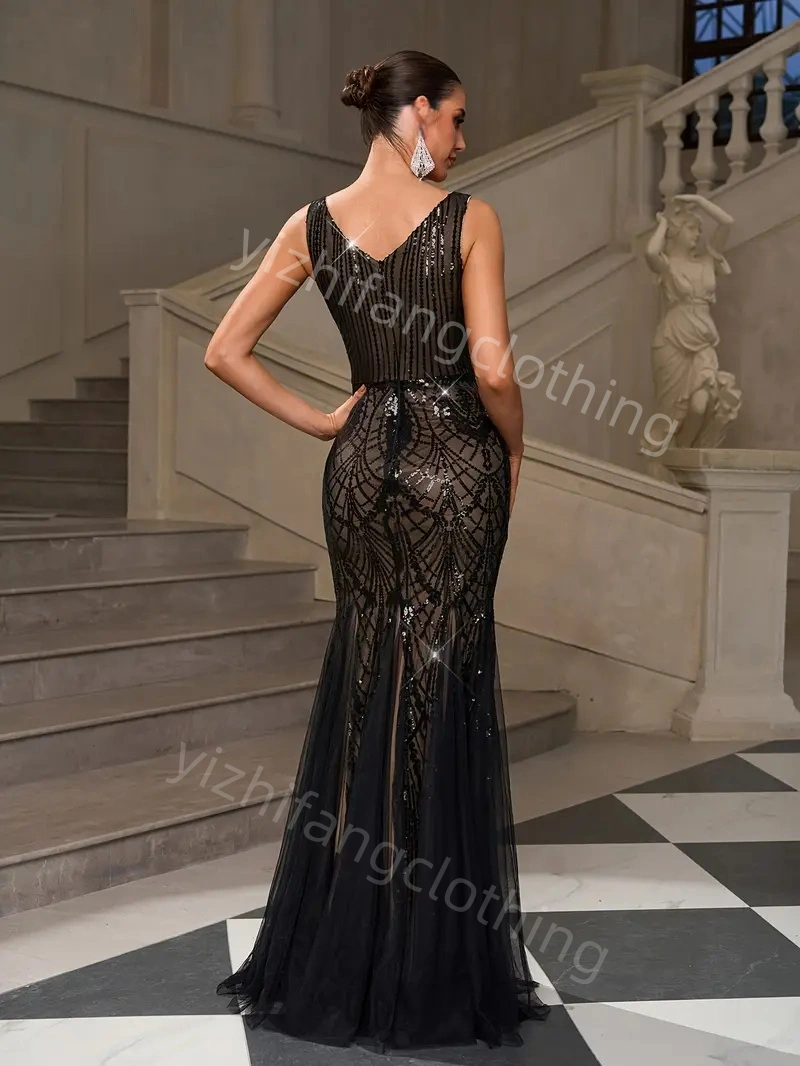 Elegant European and American Style Evening Gown for Women - Sexy Dress