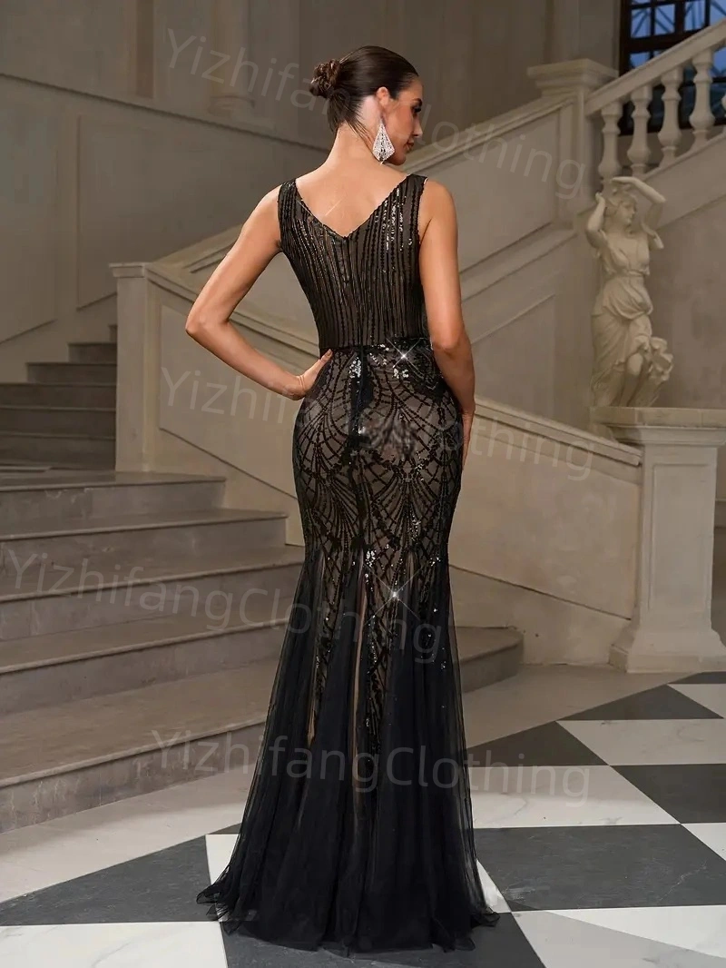 Elegant European and American Style Evening Gown for Women - Sexy Dress
