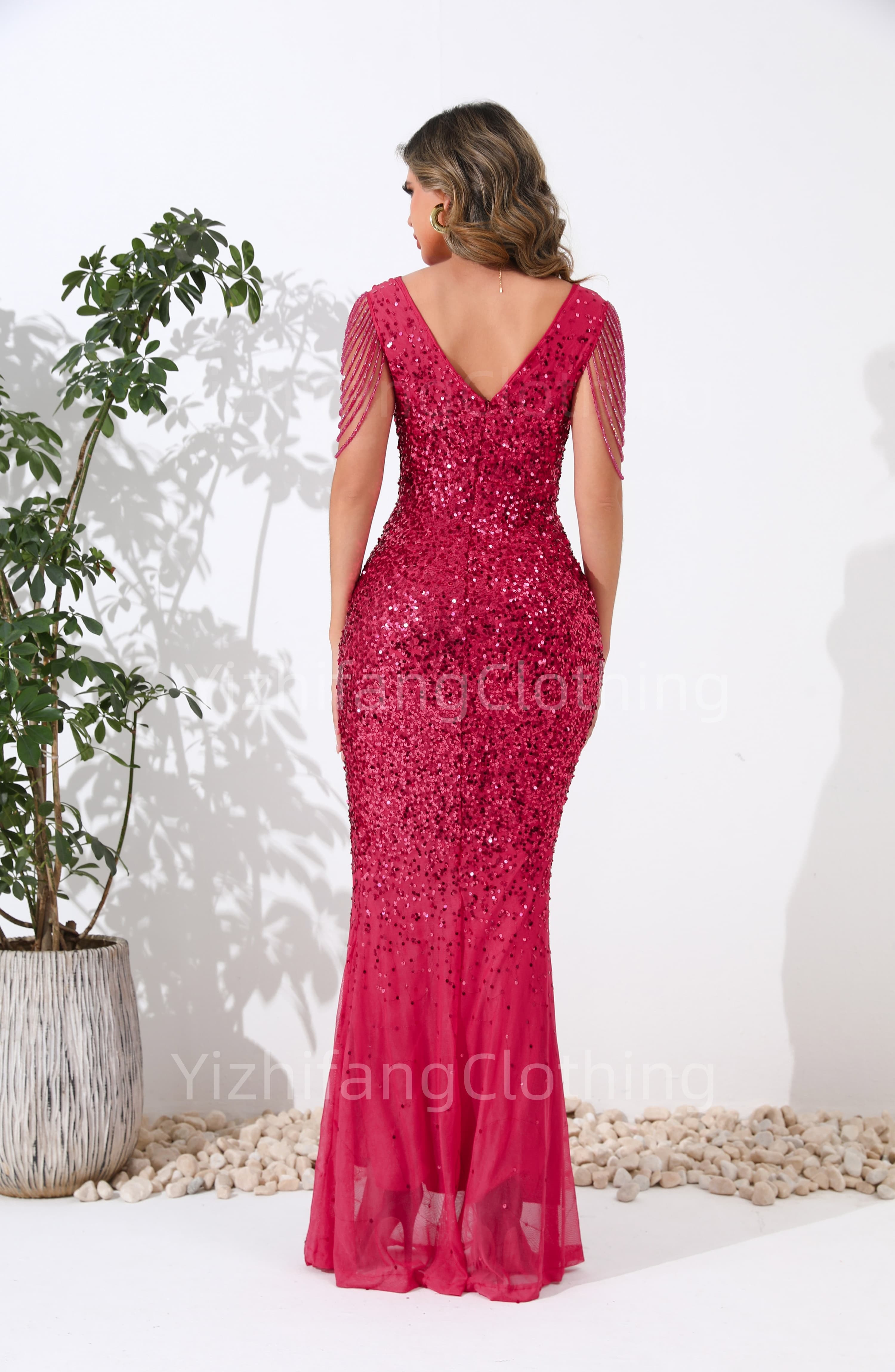 Elegant European and American Style Evening Gown for Women - Sexy Dress