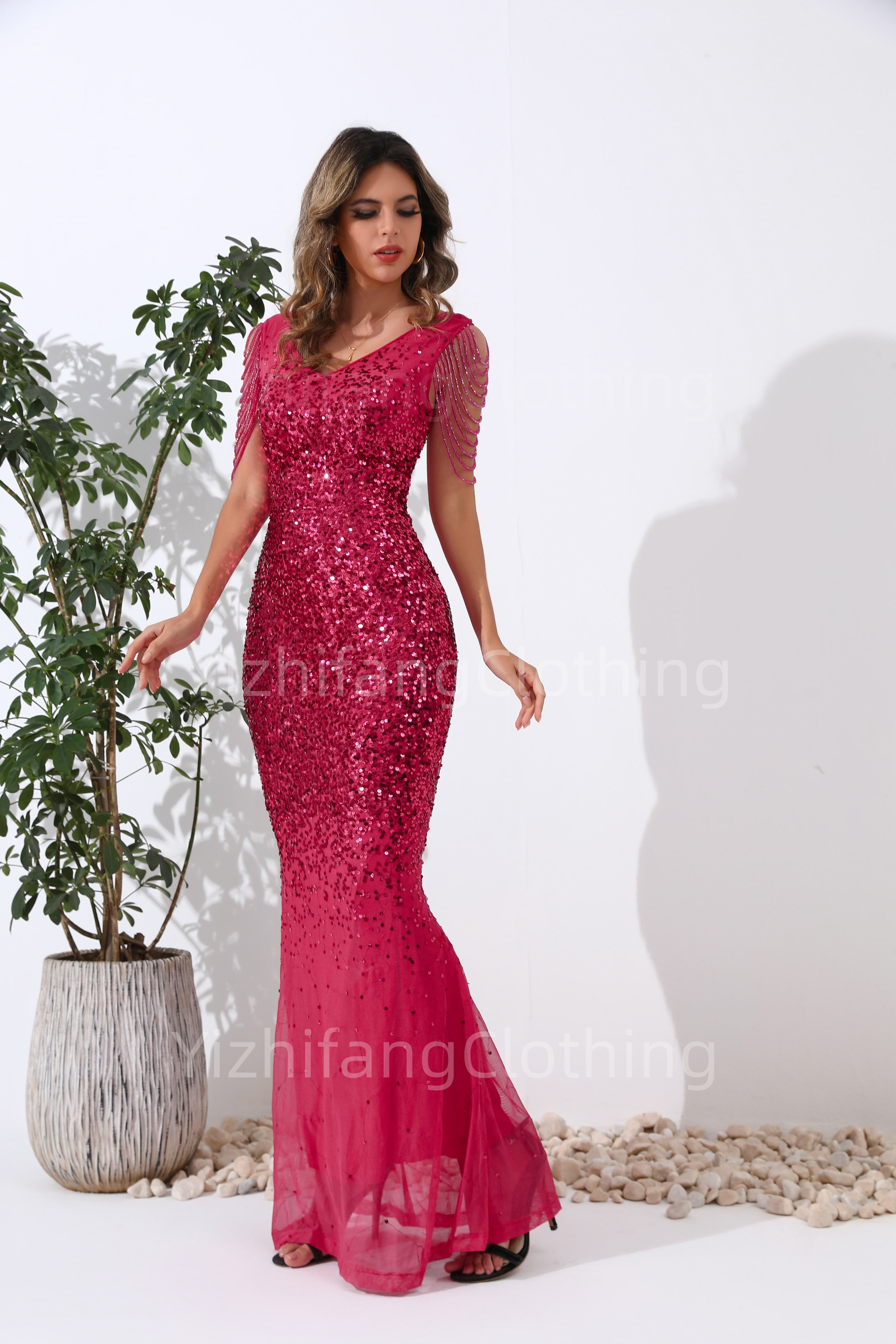 Elegant European and American Style Evening Gown for Women - Sexy Dress