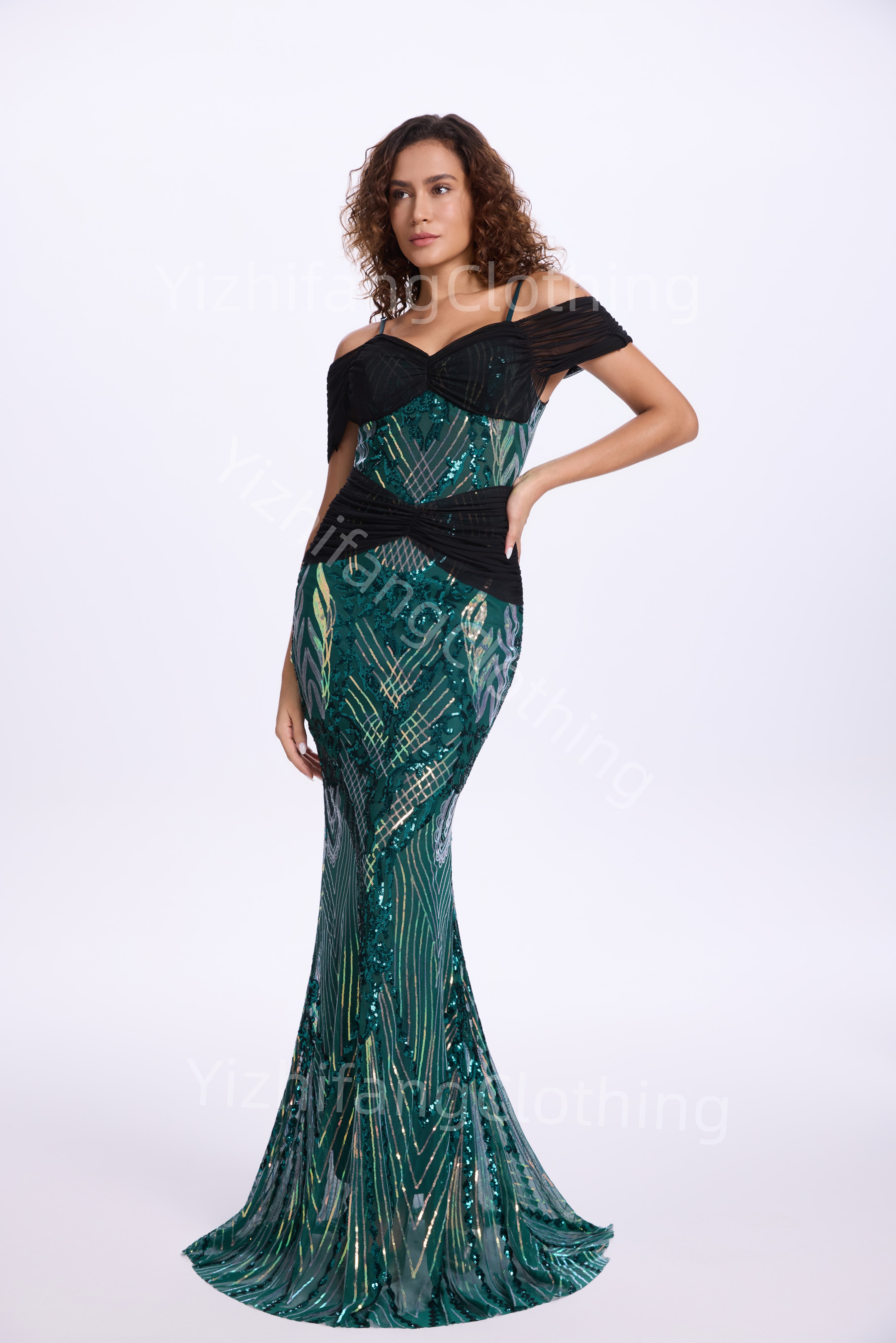 Bead style   Elegant European and American Style Evening Gown for Women - Sexy Dress