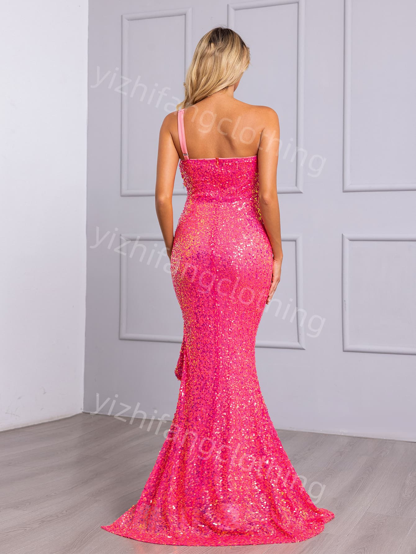  "sequin fabric"09 Elegant European and American Style Evening Gown for Women - Sexy Dress																