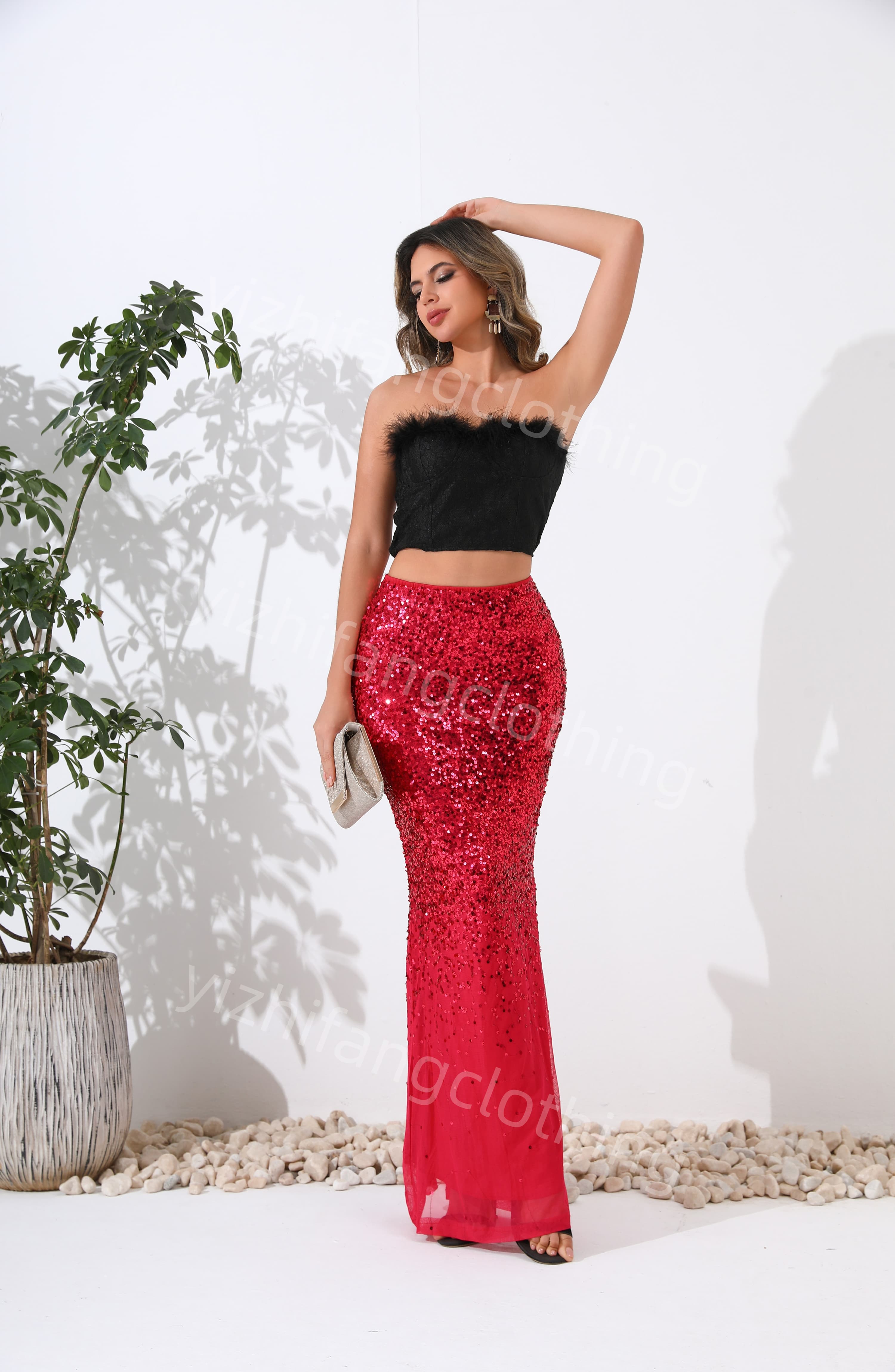 Elegant European and American style ladies sexy lower body skirt