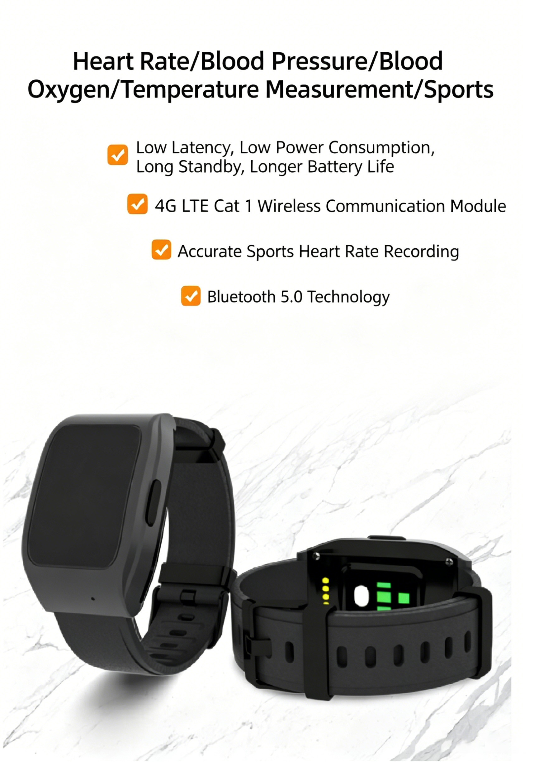 Bluetooth BLE 5.0 beacon + 4G LTE Cat1 attendance and location tracking bracelet