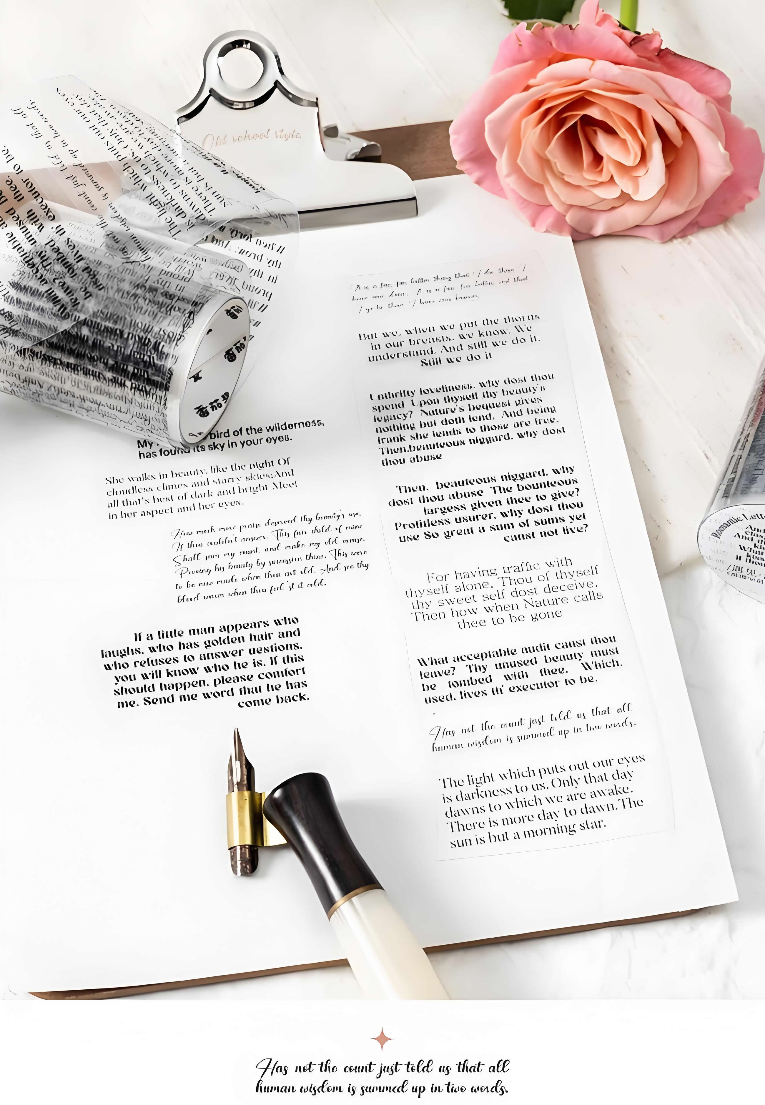 S3312 English text washi tape stickers 【A set of 6 rolls in total】