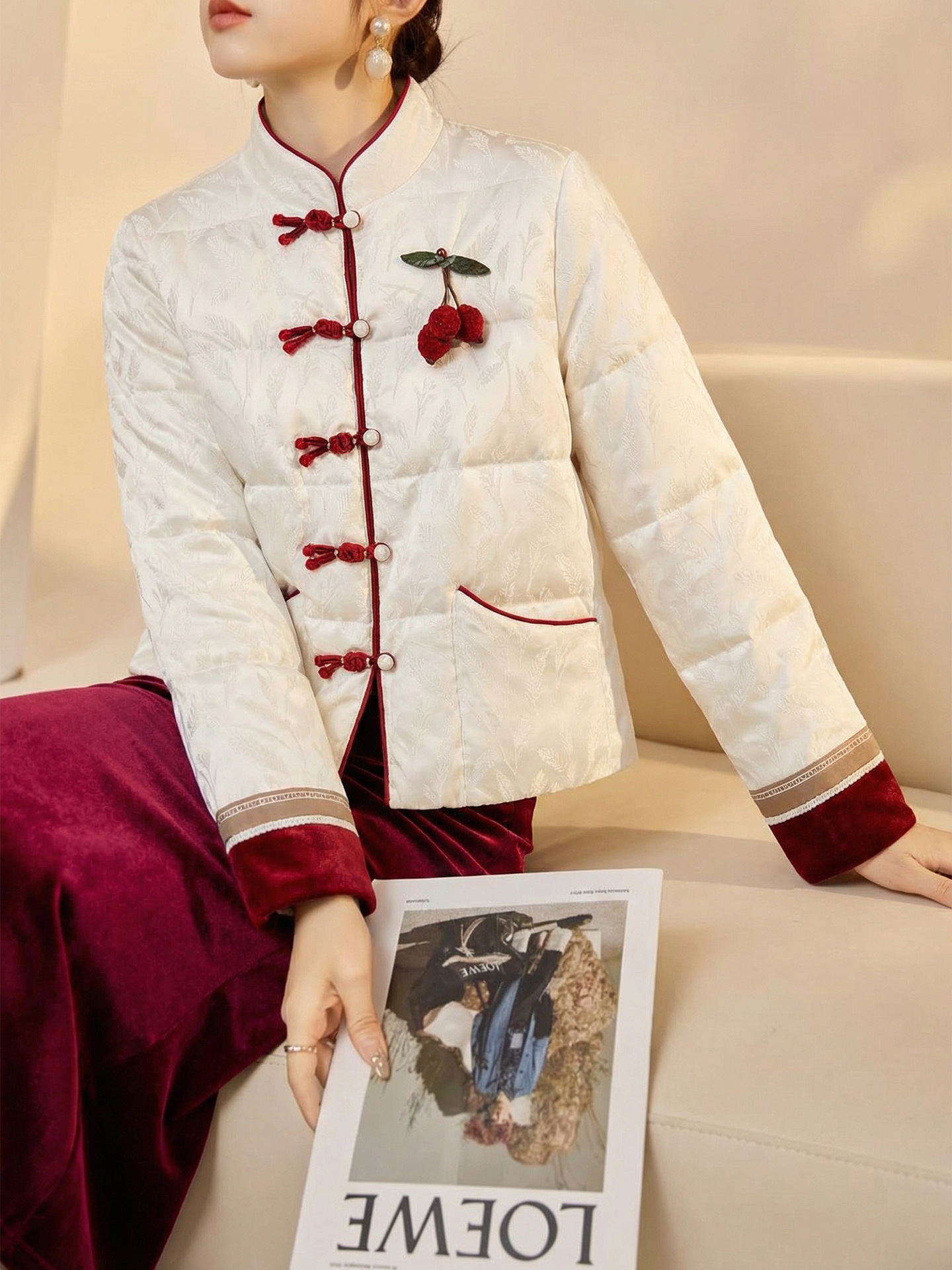 新中式國風盤扣立領外套女裝冬季新款羽絨服半裙時尚套裝 NY072