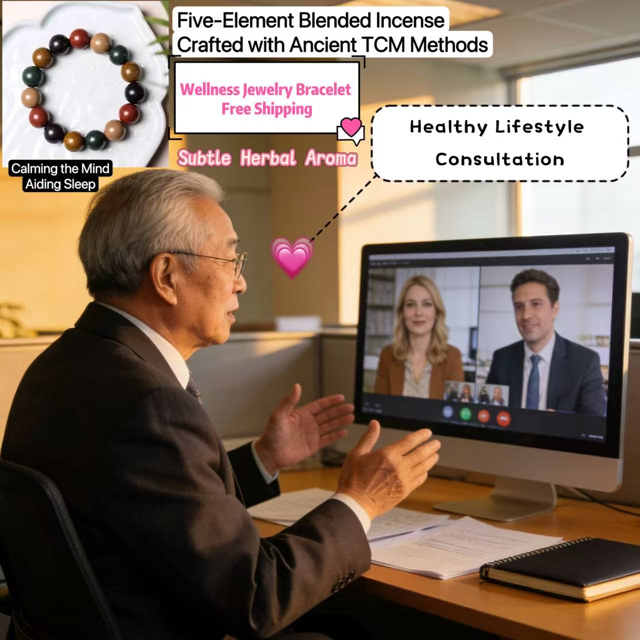 Personalized TCM Wellness Guidance & Aromatherapy Bead Bracelet for Calming & Sleep Support