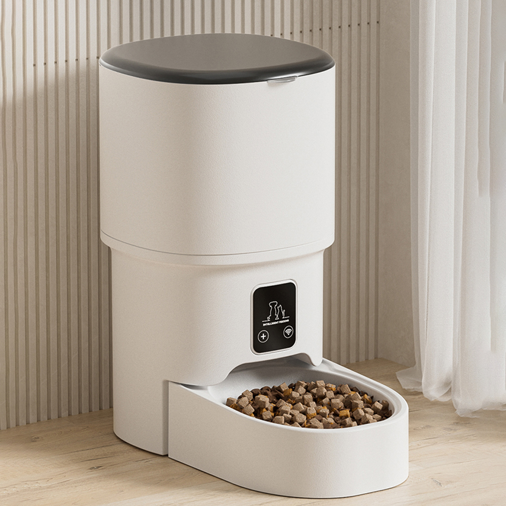 Smart Automatic Pet Feeder for Cats and Small Dogs, 4L WiFi Enabled Cat Food Dispenser with App Control, Portion Control, Clog-Free Design, Timed Auto Feeder with Desiccant Bag, White
