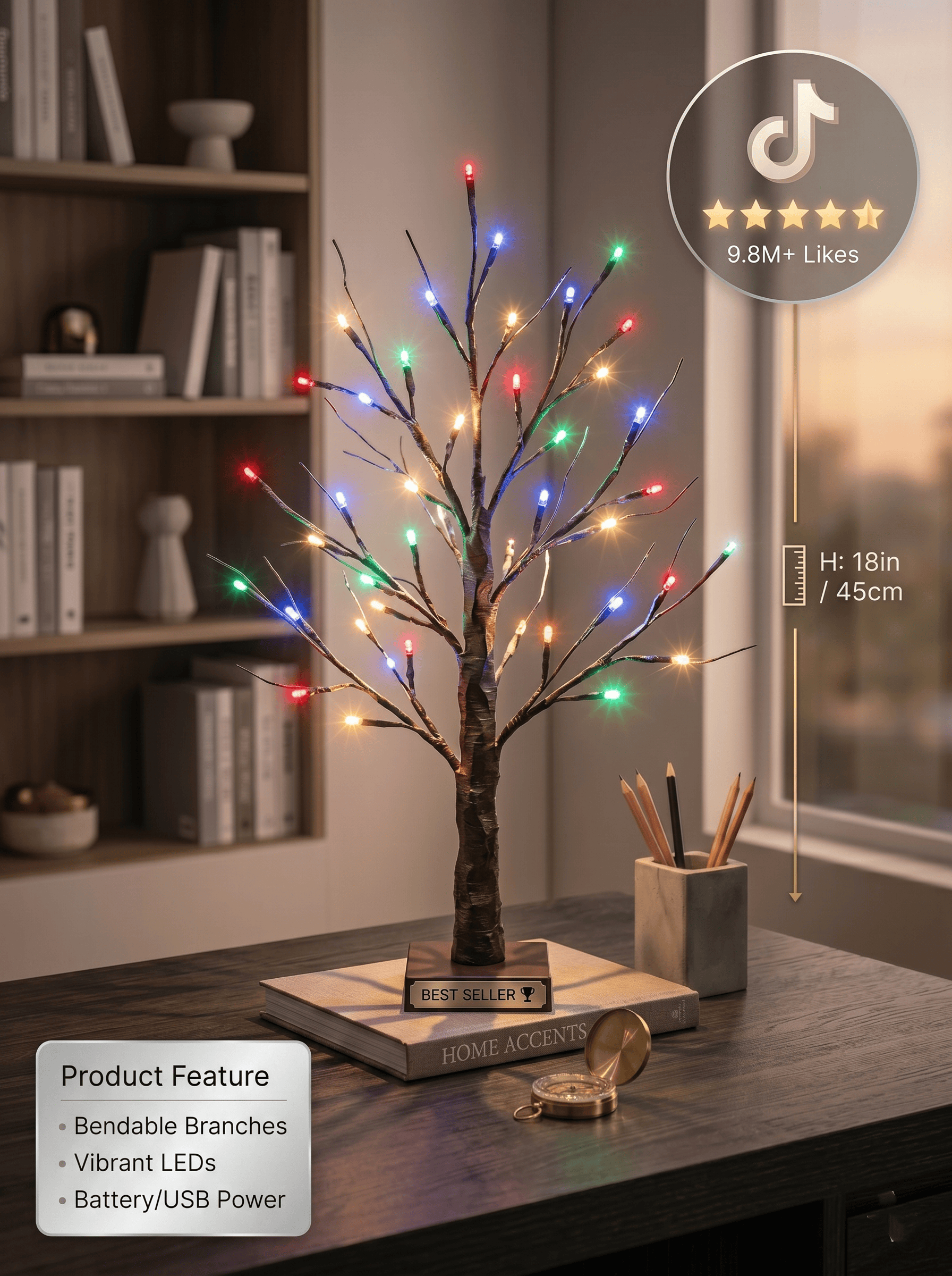 Enchanted Fairy Light Spirit Tree, 108 LED DIY Bonsai Tree Lamp, Multi-color Ambient Night Light for Bedroom, Aesthetic Room Decor, USB/Battery Operated