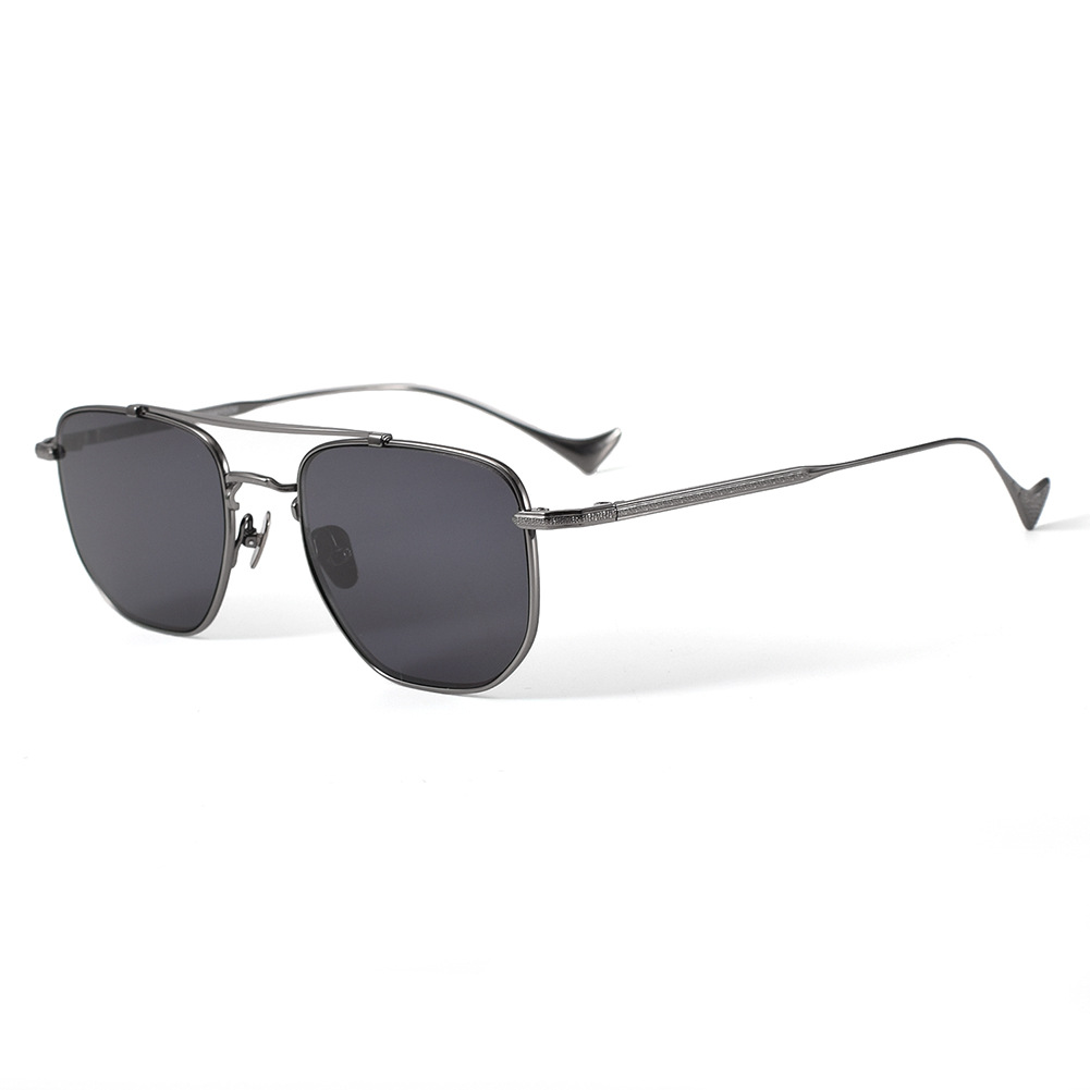 Titanium Sunglasses Double Bridge Oversized Square Titanium Sunglasses 100% UV Protection